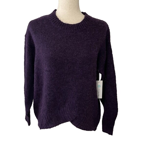 Stitchfix RD Style Womens Small Plum Purple Sweater Tulip Hem Crew Neck NWOT - Picture 1 of 7